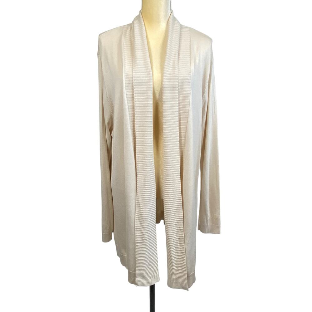 Mng Cardigan Open Front Long Sleeves Size 2XL Cream